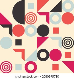 Geometric abstract seamless pattern with forms square circle round triangle colorful background and print for wallpaper