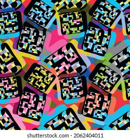 geometric abstract seamless pattern in graffiti style for your design