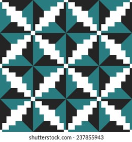 Geometric abstract seamless pattern, ikat ornament, vector