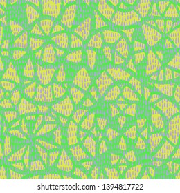 Geometric abstract seamless pattern.  Kaleidoscope illustration with embroidery illusion. Weaving texture. Lace background for textile, fabric, wrapping, carpet, wallpaper, postcard.