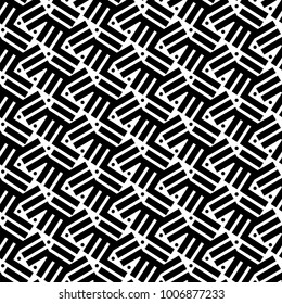Geometric abstract seamless pattern. Linear motif background. Monochrome decoration design