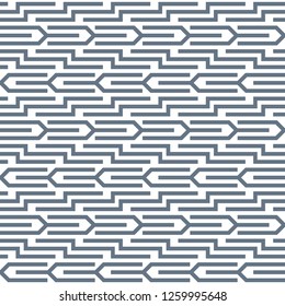 Geometric abstract seamless pattern. Linear motif background. Monochrome decoration design