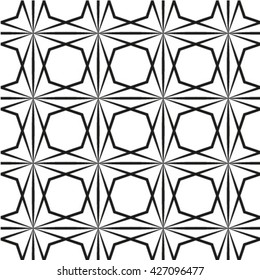 Geometric abstract seamless pattern. Linear motif background. Monochrome decoration design