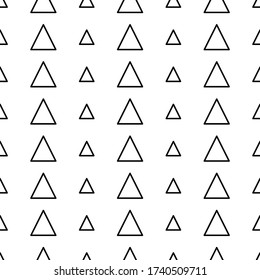 Geometric Abstract Seamless Pattern. Many Isolated Outline Triangles. Black And White Geometric Background. Big And Small Vector Elements. Polygon Endless Texture. Wallpaper In Zen Art Style. 
