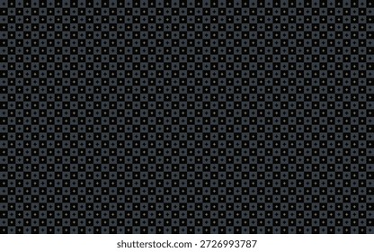 Geometrisches, abstraktes, nahtloses Muster mit Mini-Stern und geschnittenem Quadrat, unscharfem Blau und Braun auf schwarzem Hintergrund. Vektorgrafik, für maskulines Hemd Dame Kleid Stoffbezug Dekoration Textil Tapete über Print Art Mode 