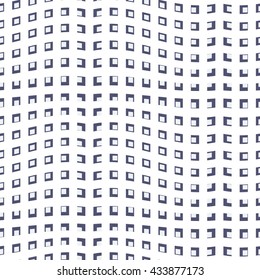 Geometric Abstract Seamless Pattern. Modern Ornament. Mosaic Distortion Squares Forming Graphic Waves on White Background. Vector Technology Texture. Ready Swatch Included in File