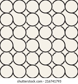 Geometric abstract seamless pattern. Monochrome background with rings. Vector illustration