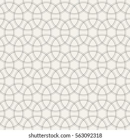 Geometric abstract seamless pattern. Monochrome background with intersecting circles for your design.