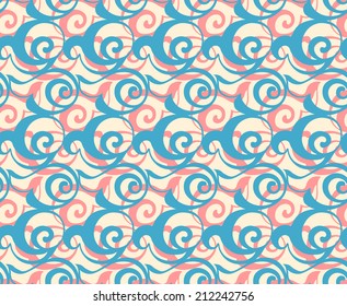 Geometric abstract seamless pattern motif background. Colorful shapes of spirals and circles. Square composition