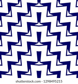 Geometric abstract seamless pattern with ornamental japanese, koran, chinese, and ancient maya batik vector illustration with blue and white colors design for fashion textile print wrapping