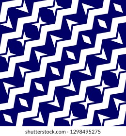 Geometric abstract seamless pattern with ornamental japanese, koran, chinese, and ancient maya batik vector illustration with blue and white colors design for fashion textile print wrapping