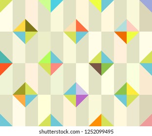 Geometric abstract seamless pattern. Patchwork motif background. Colorful shapes of mosaic ornament