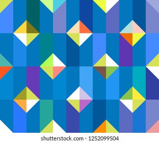 Geometric abstract seamless pattern. Patchwork motif background. Colorful shapes of mosaic ornament