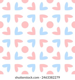 Geometric Abstract Seamless Pattern Pink and Blue. Vector Baby Background for Gender Reveal Party.