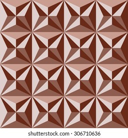 Geometric abstract seamless pattern. Polygonal 3d wallpaper. Carving color wood.