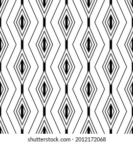 Geometric abstract seamless pattern. Repeating black color rhombus pattern on white background. Repeated geometric texture for design prints. Graphic geometry element. Geo fashion style. Vector
