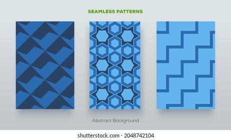 Geometric abstract seamless pattern set.