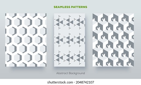 Geometric abstract seamless pattern set.