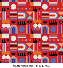 Geometric abstract seamless pattern with shapes of various form