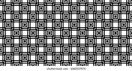 Geometric abstract seamless pattern. Squares, grid. Black white. Vector illustration.