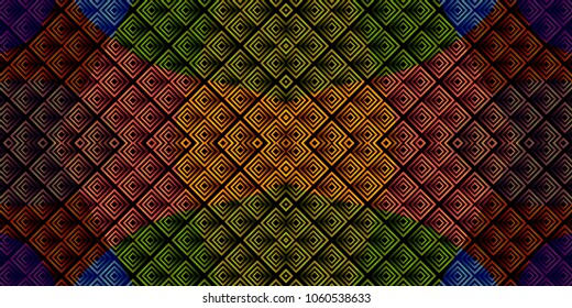 Geometric abstract seamless pattern. Squares, grid. Colorful, rainbow .Vector illustration