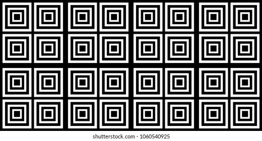 Geometric abstract seamless pattern. Squares, grid. Black white. Vector illustration.