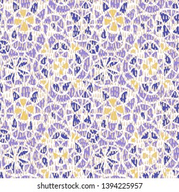 Geometric abstract seamless pattern. Stained glass illustration with embroidery illusion. Weaving texture. Kaleidoscope background for textile, fabric, wrapping, carpet, wallpaper, postcard.