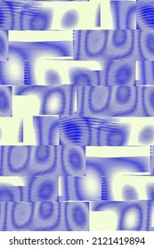 Geometrisches abstraktes, nahtloses Muster mit gestreiften Moirspots und Formen. Psychedelisches Hintergrundkonzept für Wandkunst, Tapete, Wandtafel, Textilien, Poster, mobile Apps, Innendekor. 
