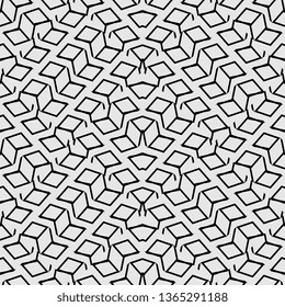 Geometric abstract seamless pattern with zigzag mesh lines stripes background
