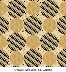 geometric abstract seamless vector pattern from circles and triangles, universal motley background