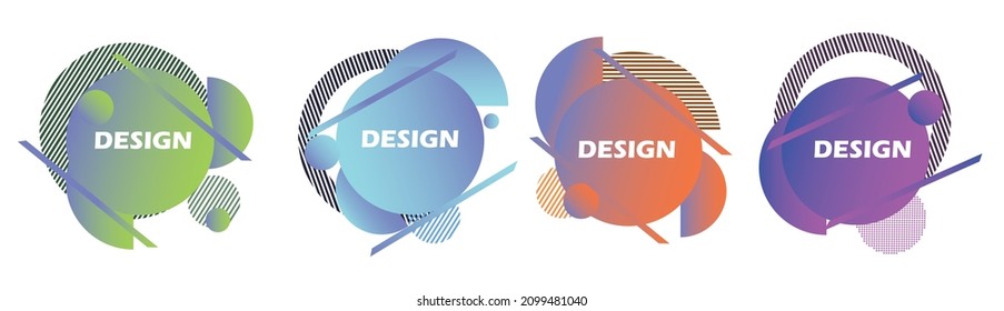 Geometric Abstract Set of modern  vector banners. Flat geometric shapes of different colors gradient with type design style. Template ready for use in web or print design.