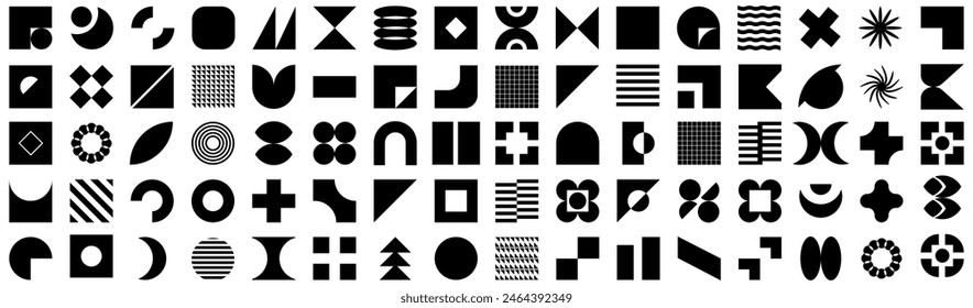 Geometric abstract shape collection on a white background