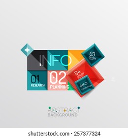 Geometric abstract shape infographic layouts, colorful buttons with text