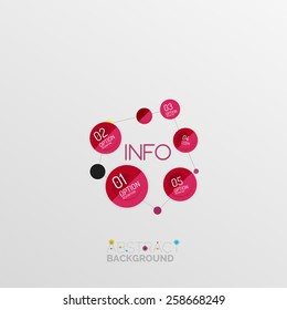 Diseños infográficos de formas geométricas abstractas, botones coloridos con texto