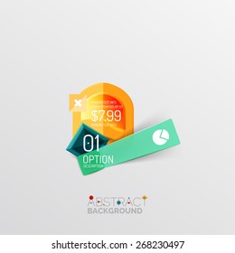 Geometric abstract shape infographic layouts, colorful buttons with text