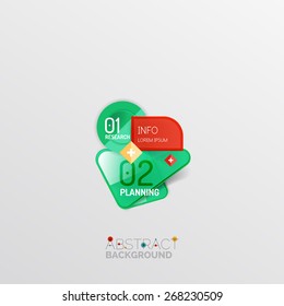 Geometric abstract shape infographic layouts, colorful buttons with text