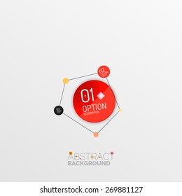 Diseños infográficos de formas geométricas abstractas, botones coloridos con texto
