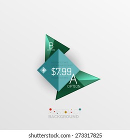 Geometric abstract shape infographic layouts, colorful buttons with text