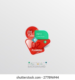 Geometric abstract shape infographic layouts, colorful buttons with text