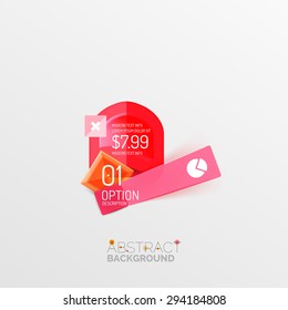Geometric abstract shape infographic layouts, colorful buttons with text