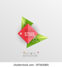 Geometric abstract shape infographic layouts, colorful buttons with text