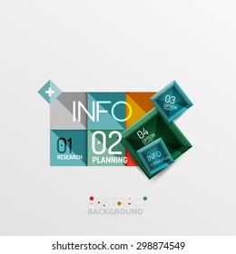 Geometric abstract shape infographic layouts, colorful buttons with text