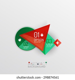 Geometric abstract shape infographic layouts, colorful buttons with text