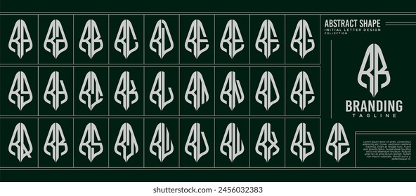 Geometric abstract shape initial R RR letter logo set