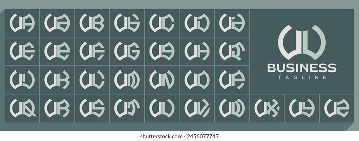 Geometric abstract shape letter U UU logo vector set