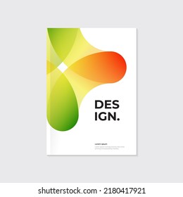 Geometric abstract shape on white brochure. Annual report, cover, poster, handbill, leaflet design template. Gradient pattern. Mockup