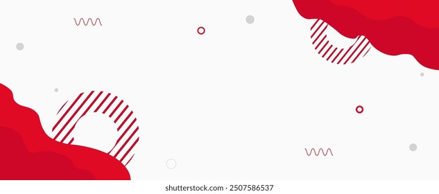 geometrische abstrakte Form von roten und gewellten Linien auf weißem Hintergrund