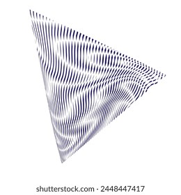 Geometrische abstrakte Form mit gewellter Moiré-Textur isoliert auf weißem Hintergrund. Metaverse Konzept Hintergrund für Wandkunst, Panel, Poster, Web Banner, mobile App, Innendekor. 