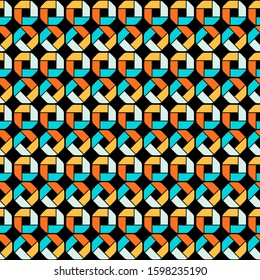 Geometric abstract shapes background. Vector colorful bauhaus style seamless wallpaper. Trendy ornamental fabric swatch pattern design.