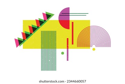 Geometric abstract shapes. with colorfull risograph effect vector design. Organic natural shape